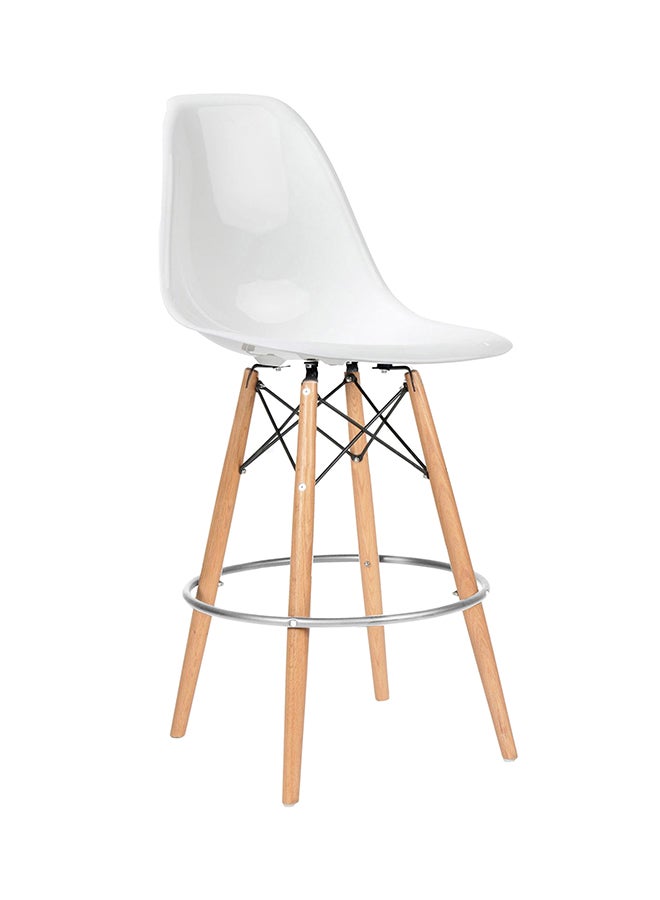 ebarza Fiberglass Wooden Bar Chair White/Beige/Silver 54x106x44cm