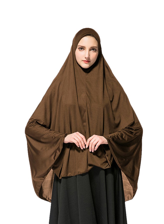 ماركة غير محددة حجاب طويل من مزيج البوليستر بلون القهوة 