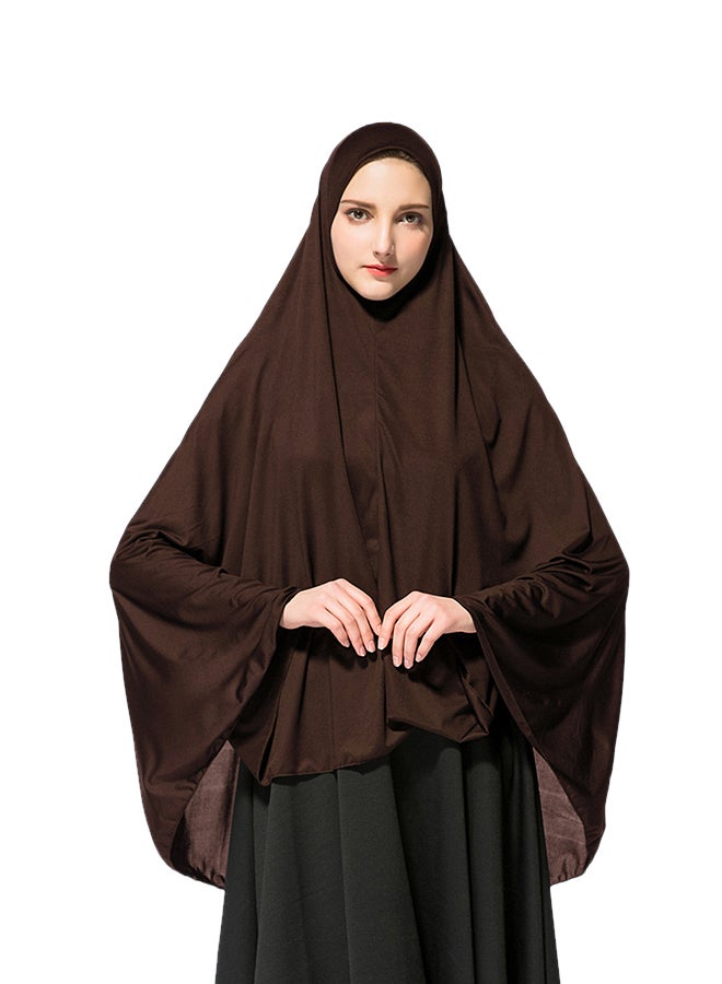 ماركة غير محددة حجاب طويل من مزيج البوليستر قهوة داكنة 