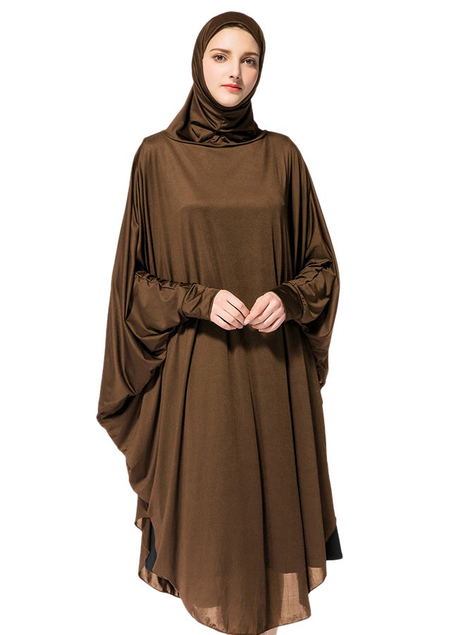 عباية بحجاب (رداء رسمي تقليدي) بلون القهوة  - Image 1