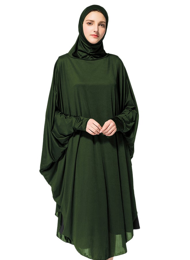 Abaya Jalabiya With Hijab Traditional Dress Wear Green - Image 1
