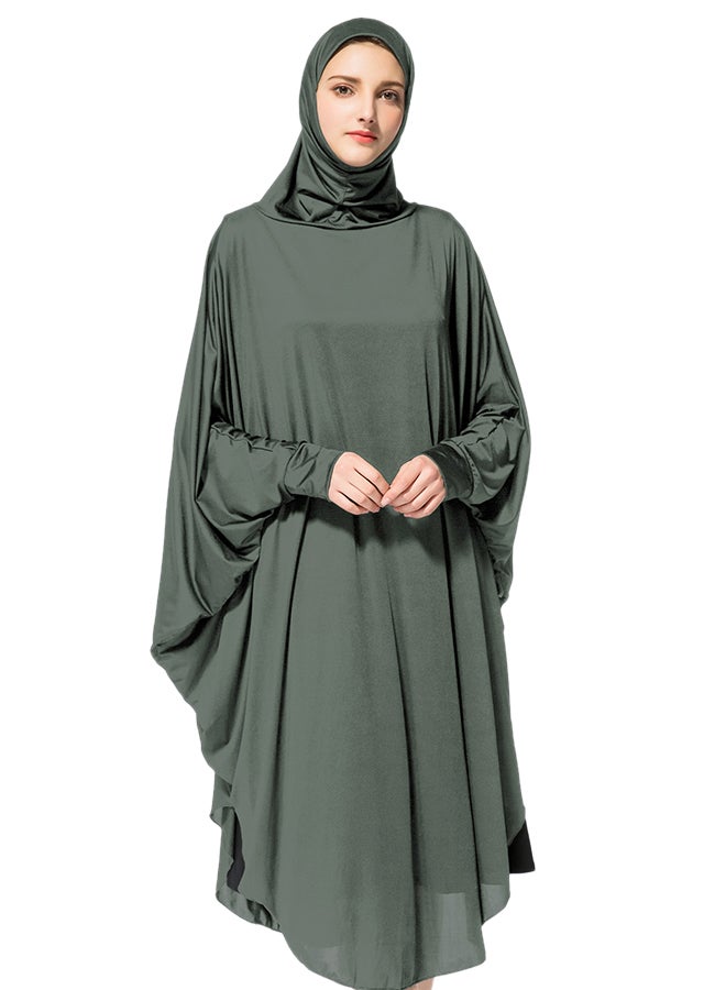 Abaya Jalabiya With Hijab Traditional Dress Wear Green - Image 1