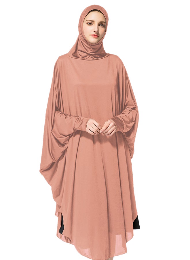 Abaya Jalabiya With Hijab Traditional Dress Wear Light Pink - Image 1