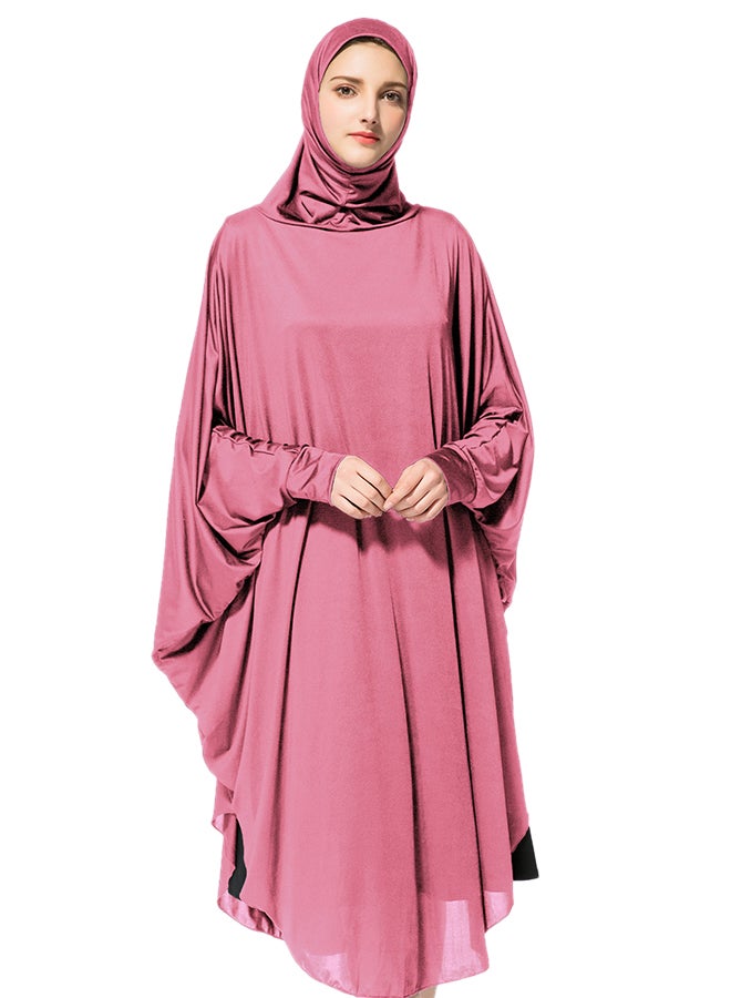 Abaya Jalabiya With Hijab Traditional Dress Wear Pink - Image 1