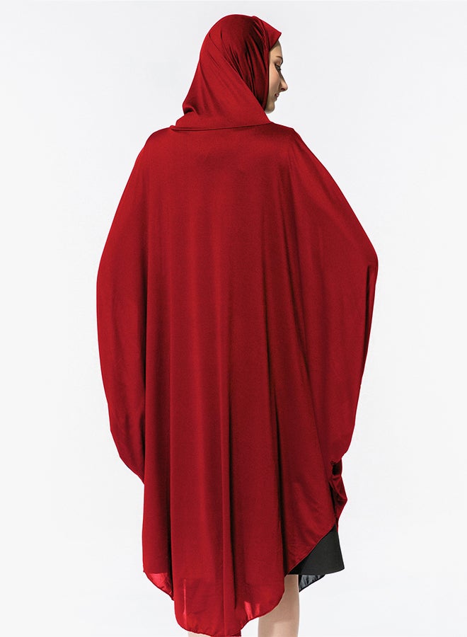 Abaya Jalabiya With Hijab Traditional Dress Wear Red - Image 2