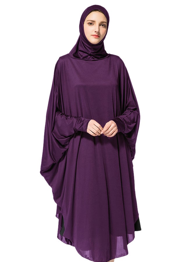 Abaya Jalabiya With Hijab Traditional Dress Purple