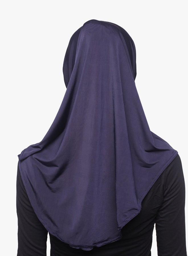 حجاب من مزيج البوليستر أزرق داكن - Image 2