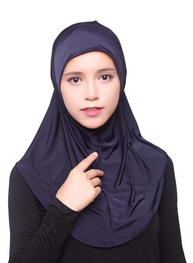 حجاب من مزيج البوليستر أزرق داكن - Image 1