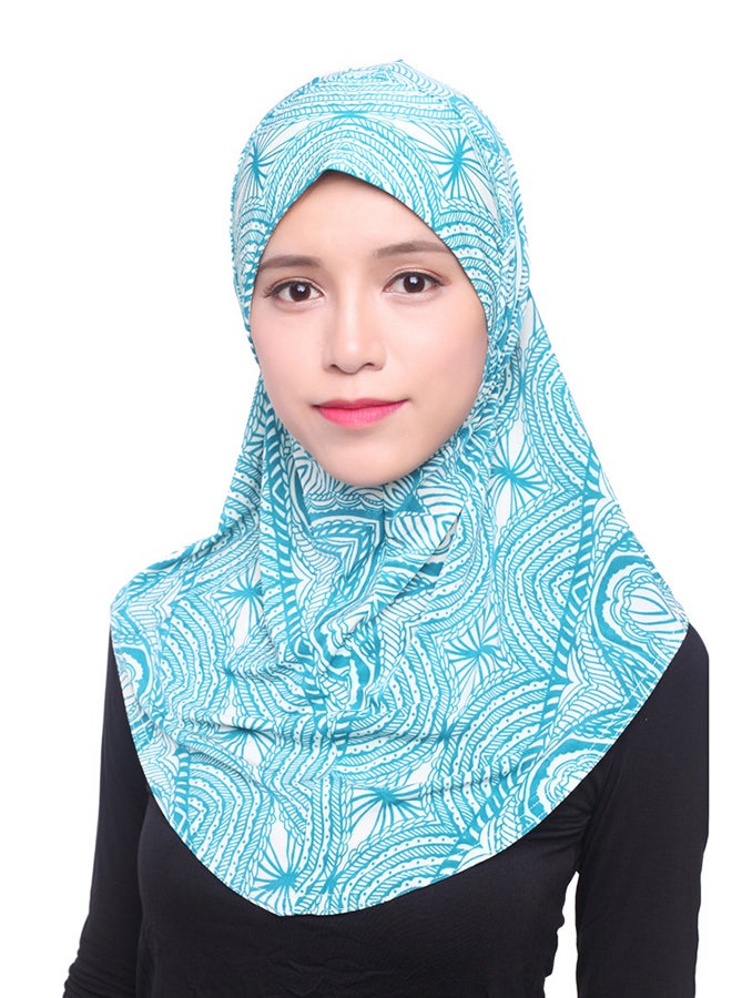 حجاب من مزيج البوليستر ومطبوع عليه أزرق - Image 1