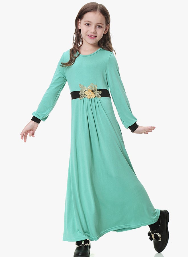 جلابية عربية عرقية بأكمام طويلة أخضر - Image 1