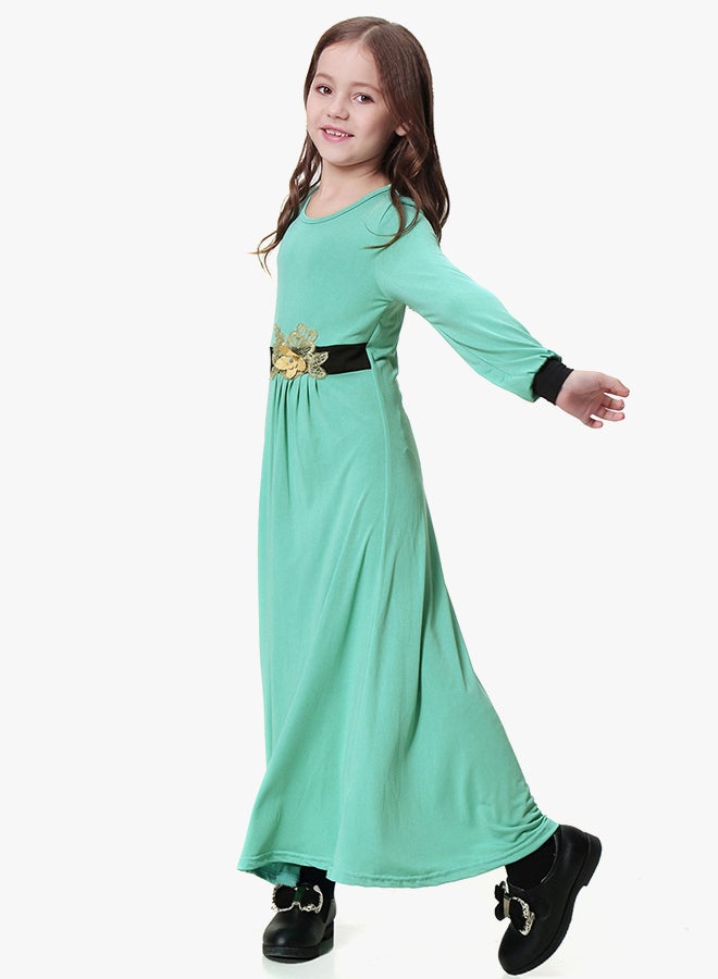 جلابية عربية عرقية بأكمام طويلة أخضر - Image 4