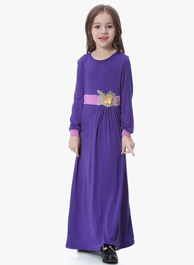 جلابية عربية عرقية بأكمام طويلة أرجواني - Image 2