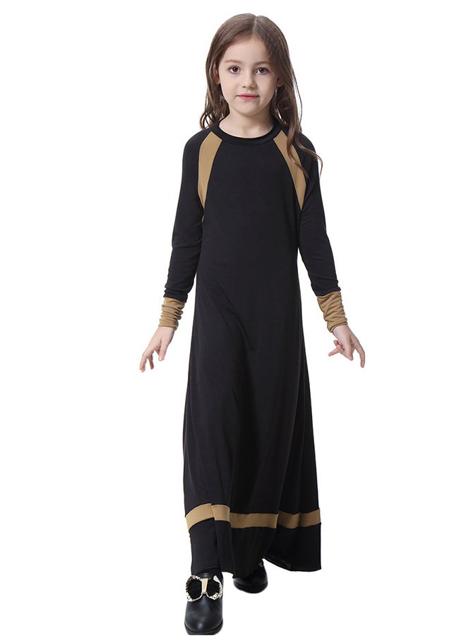 جلابية عربية عرقية بأكمام طويلة أسود / بيج  - Image 1