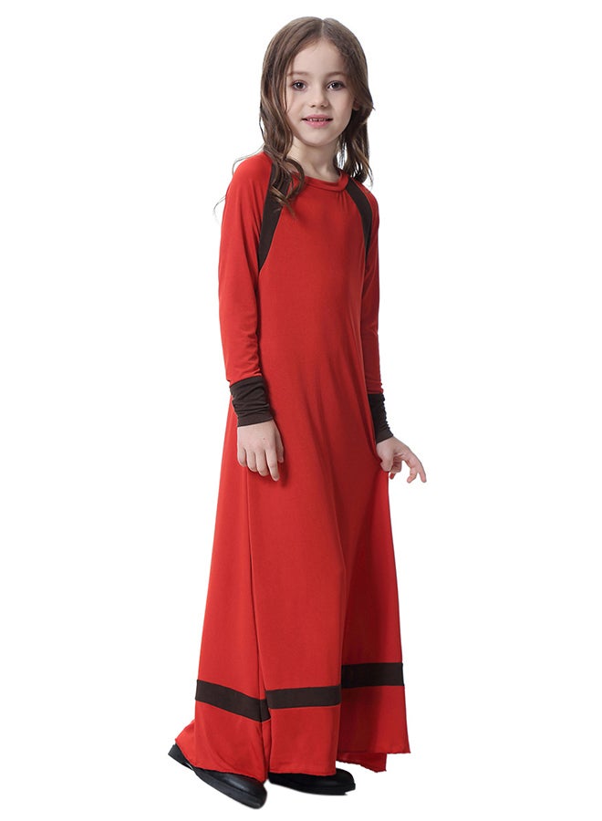 جلابية عربية عرقية بأكمام طويلة أحمر وأسود - Image 1