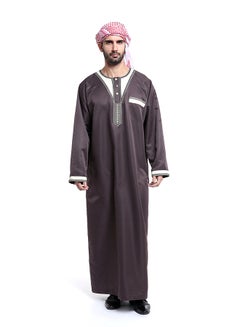 ماركة غير محددة كندورة عربية بأكمام طويلة قهوة داكنة  - Image 1