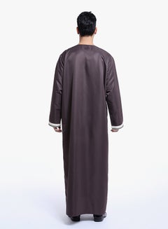 ماركة غير محددة كندورة عربية بأكمام طويلة قهوة داكنة  - Image 2