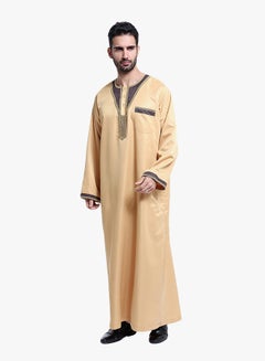 ماركة غير محددة كندورة عربية بأكمام طويلة أصفر فاتح  - Image 1