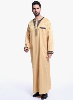 ماركة غير محددة كندورة عربية بأكمام طويلة أصفر فاتح  - Image 2