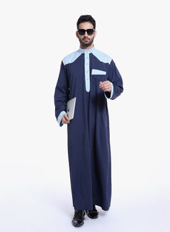 ماركة غير محددة كندورة عربية بأكمام طويلة أزرق داكن  - Image 2