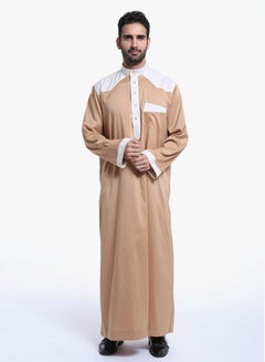 ماركة غير محددة كندورة عربية بأكمام طويلة تان فاتح/أبيض  - Image 3