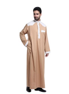 ماركة غير محددة كندورة عربية بأكمام طويلة تان فاتح/أبيض  - Image 1