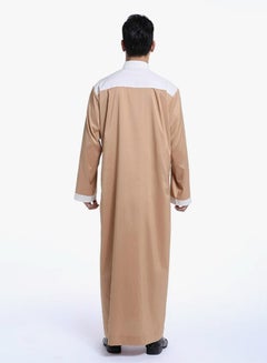 ماركة غير محددة كندورة عربية بأكمام طويلة تان فاتح/أبيض  - Image 2