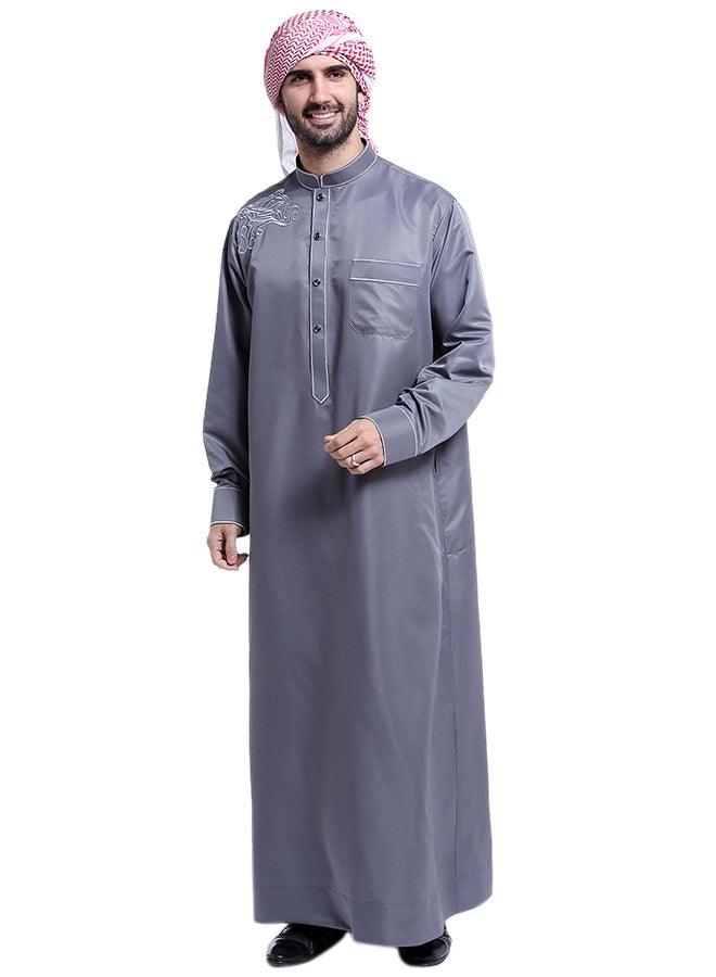 ماركة غير محددة كندورة عربية برقبة قصيرة غير مطوية رمادي  - Image 1