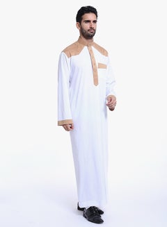 ماركة غير محددة كندورة عربية بأكمام طويلة أبيض/بني  - Image 3
