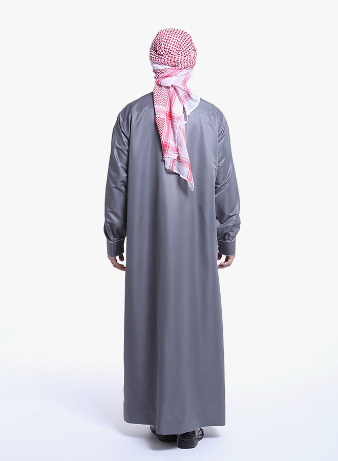 ماركة غير محددة كندورة عربية برقبة قصيرة غير مطوية رمادي  - Image 2