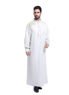 ماركة غير محددة كندورة عربية برقبة قصيرة غير مطوية أبيض  - Image 1