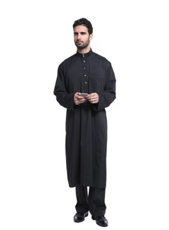 ماركة غير محددة كندورة عربية بأكمام طويلة أسود  - Image 1