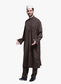 ماركة غير محددة كندورة عربية بأكمام طويلة قهوة داكنة  - Image 2