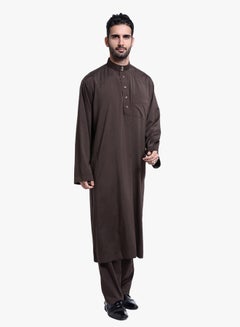 ماركة غير محددة كندورة عربية بأكمام طويلة قهوة داكنة  - Image 3