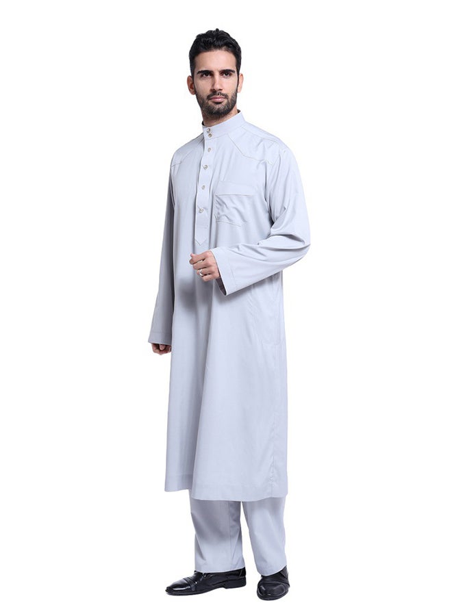 كندورة عربية بأكمام طويلة أبيض  - Image 1