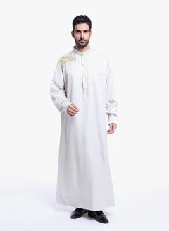 ماركة غير محددة كندورة عربية برقبة قصيرة غير مطوية أبيض  - Image 2
