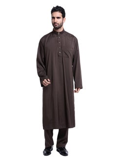 ماركة غير محددة كندورة عربية بأكمام طويلة قهوة داكنة  - Image 1