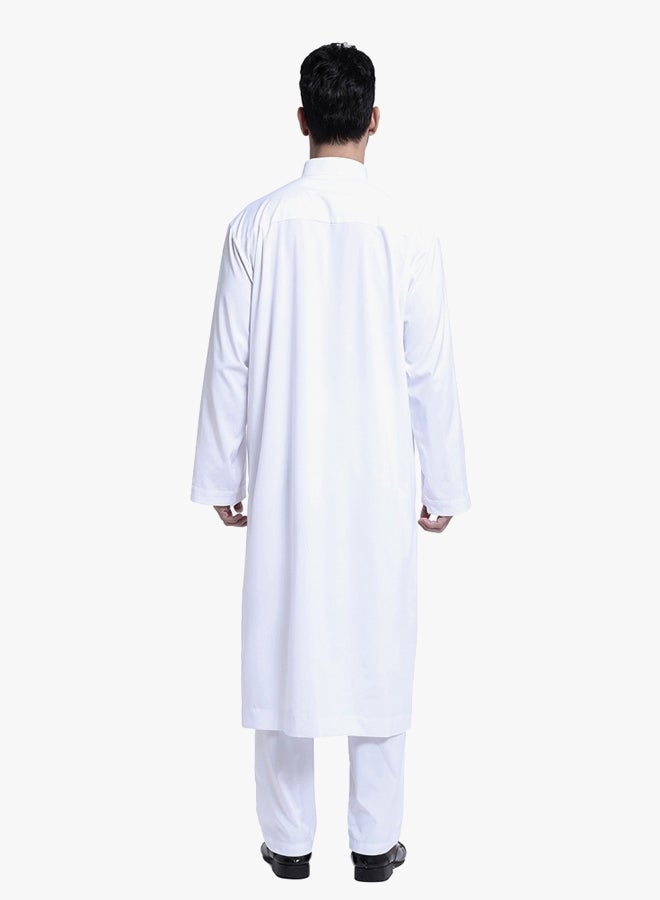 كندورة عربية بأكمام طويلة أبيض  - Image 2