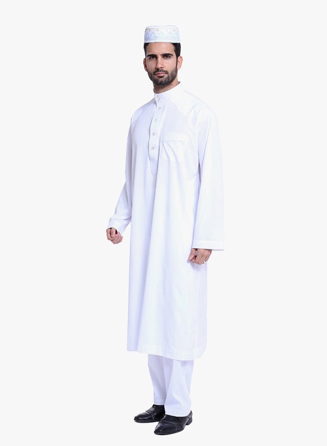 كندورة عربية بأكمام طويلة أبيض  - Image 3