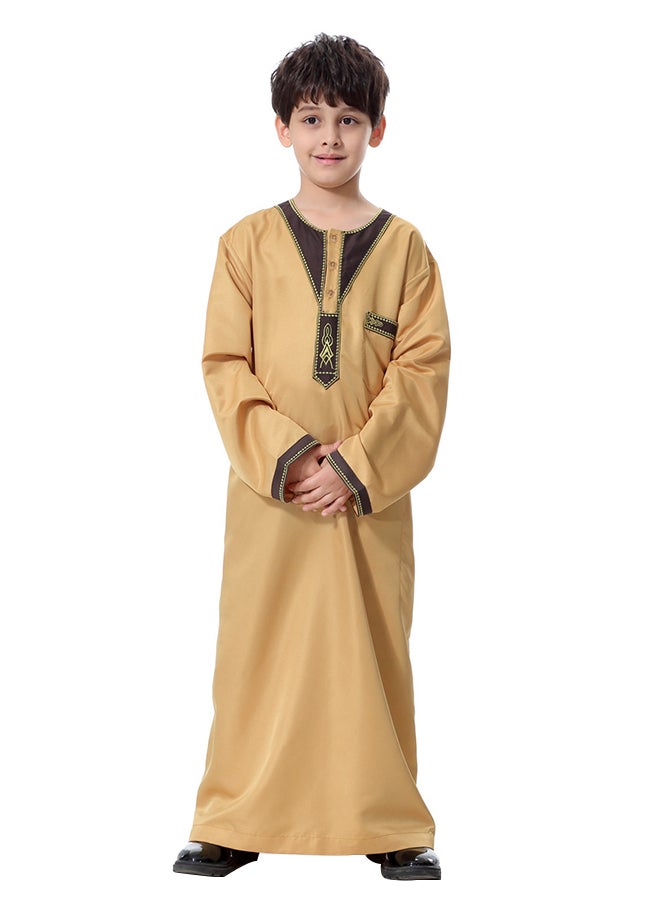 Henley Neck Arabi Kandora Light Yellow - Image 1