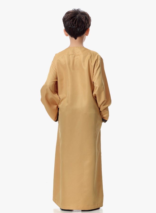 Henley Neck Arabi Kandora Light Yellow - Image 2