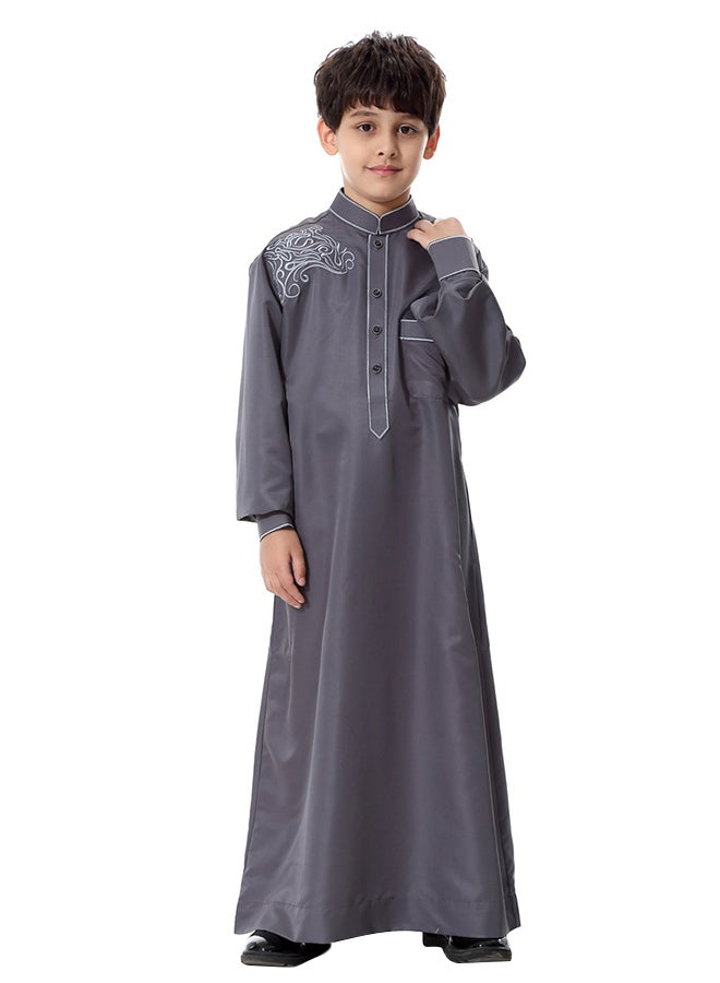 ماركة غير محددة كندورة عربية برقبة قصيرة غير مطوية رمادي داكن  - Image 1