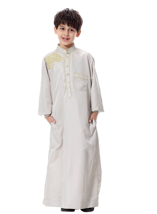 ماركة غير محددة كندورة عربية برقبة قصيرة غير مطوية أوف وايت  - Image 1