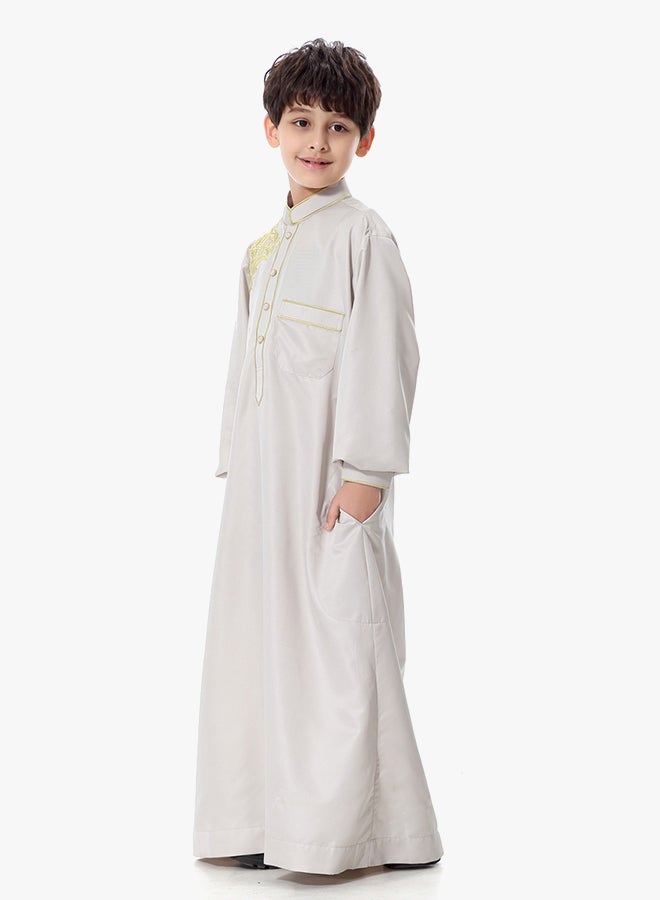 ماركة غير محددة كندورة عربية برقبة قصيرة غير مطوية أوف وايت  - Image 2