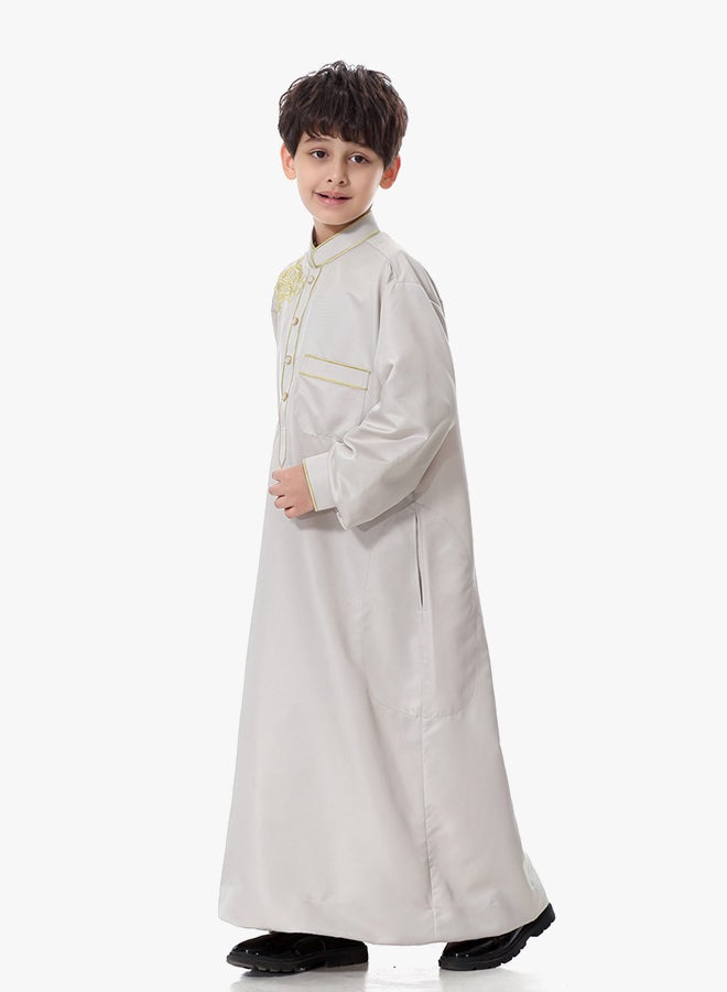 ماركة غير محددة كندورة عربية برقبة قصيرة غير مطوية أوف وايت  - Image 3