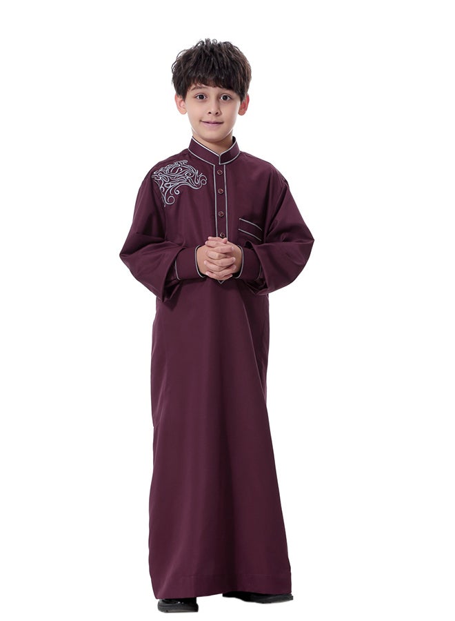 ماركة غير محددة كندورة عربية برقبة قصيرة غير مطوية أحمر برغندي  - Image 1