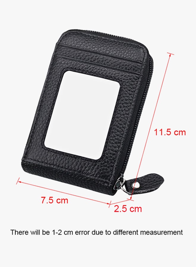 Leather Zipperd Credit Card Holder With Mirror Black - Image 3