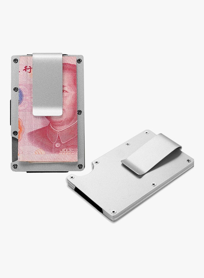 Generic Mini Credit Card Holder With RFID Anti-Chief Wallet Silver  - Image 2