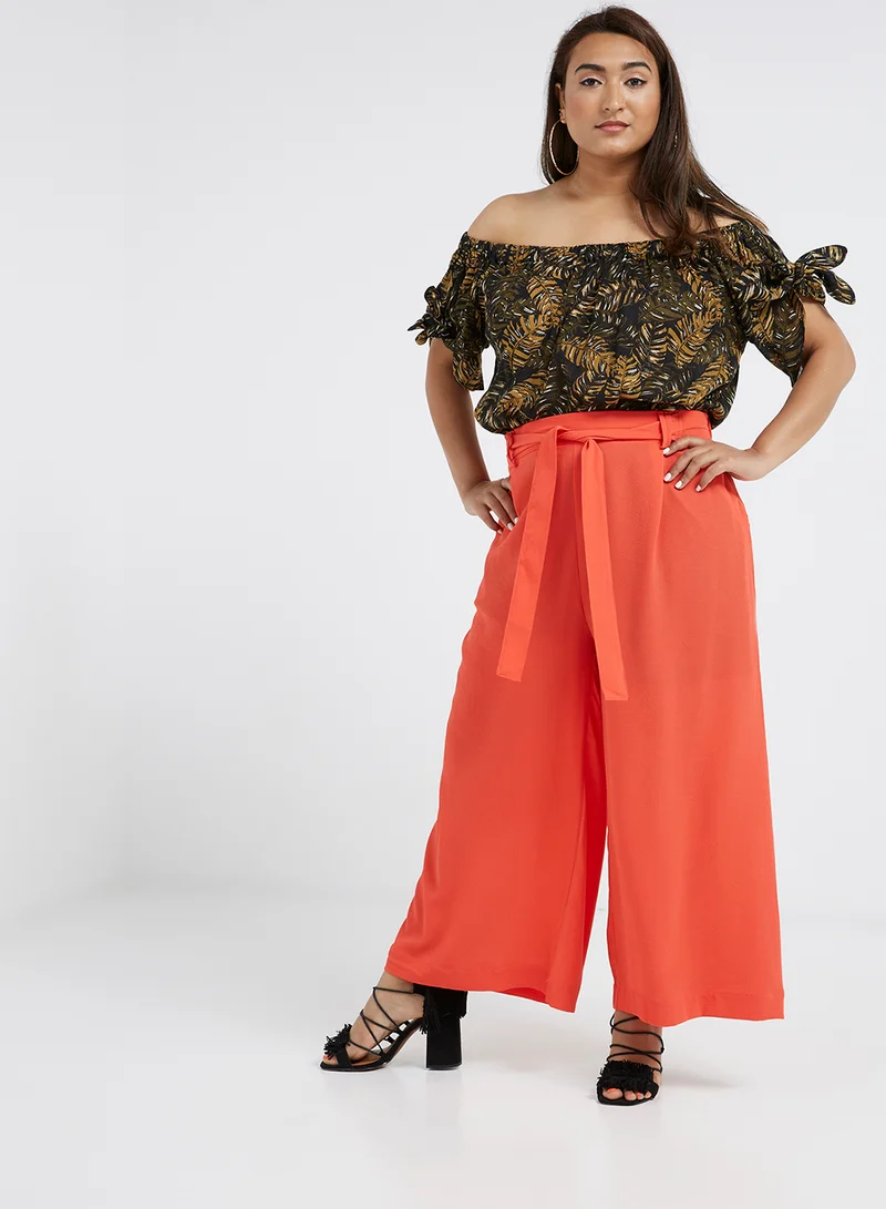BRAVE SOUL Leaf Printed Bardot Dress Multicolour