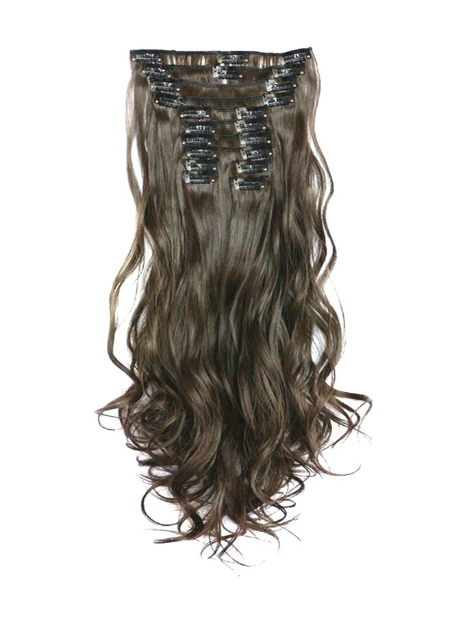 Enterprise 12 Piece Long Curly Hair Extensions Brown 60cm