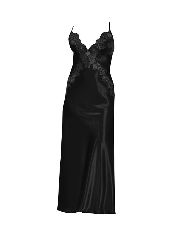 Nurteks Casual Straps  Long Nightdress Black